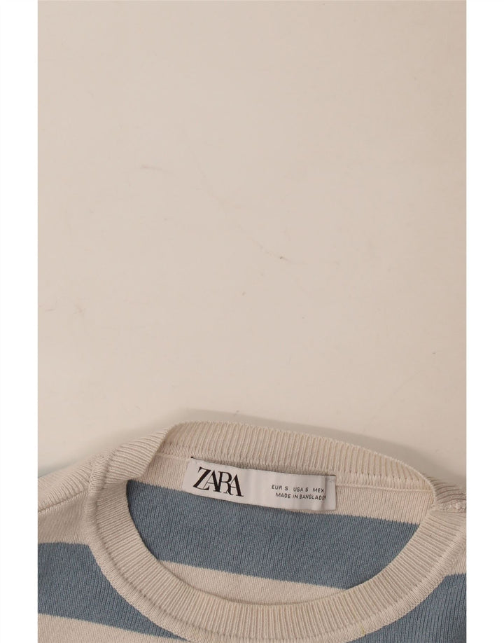 Canotta corta da donna Zara UK 8 piccola a righe blu