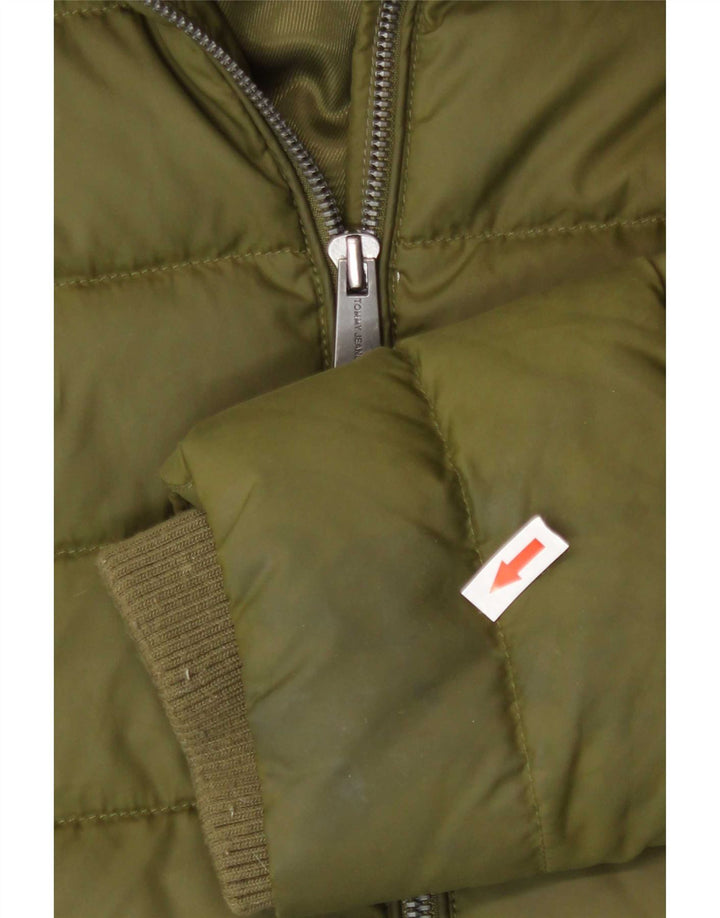 Giacca imbottita con cappuccio da donna Tommy Hilfiger UK 10 piccola poliestere kaki