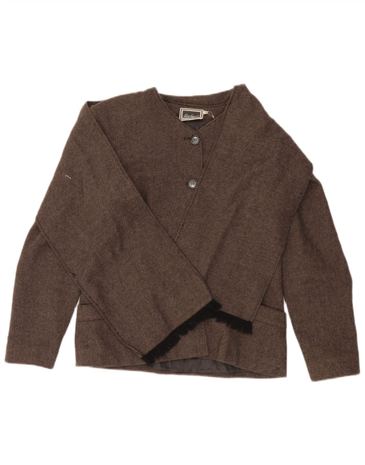 Giacca Blazer a 2 Bottoni da Donna Luisa Spagnoli IT 44 Gessato Marrone Medio