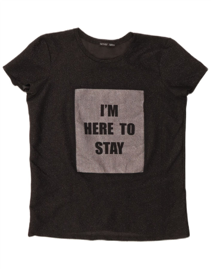 T-shirt grafica da donna Zara Top UK 10 piccola nera