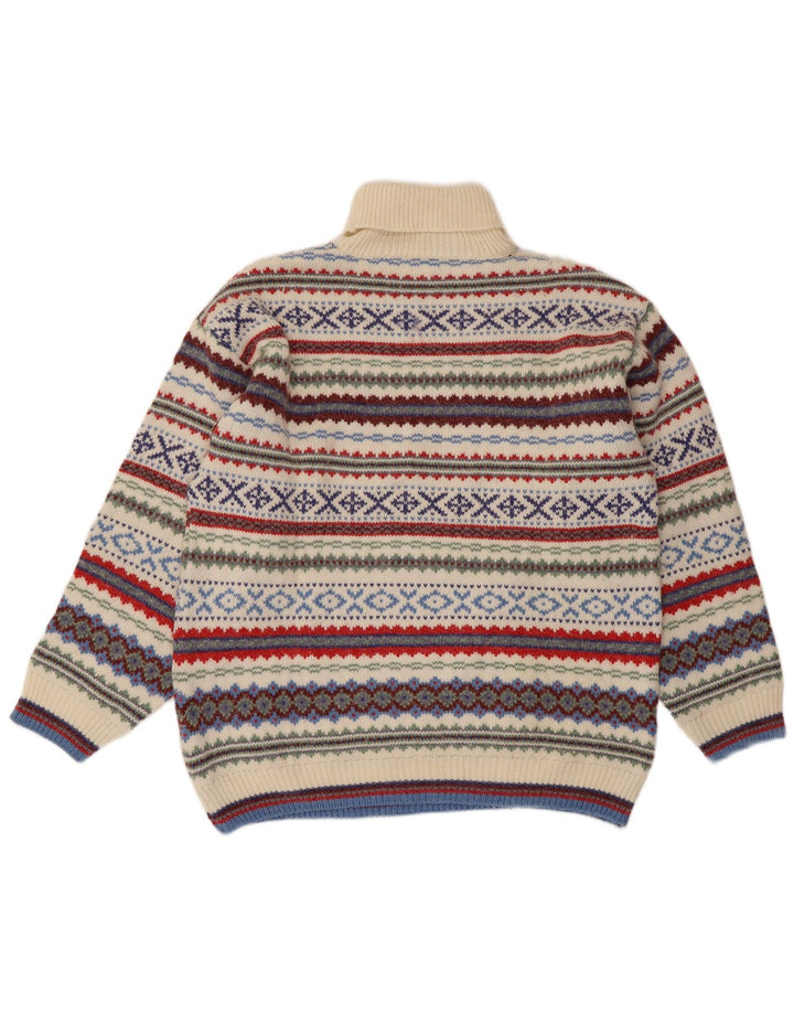 Ferro da uomo maglione collo alto maglione XL lana Fair Isle multicolore