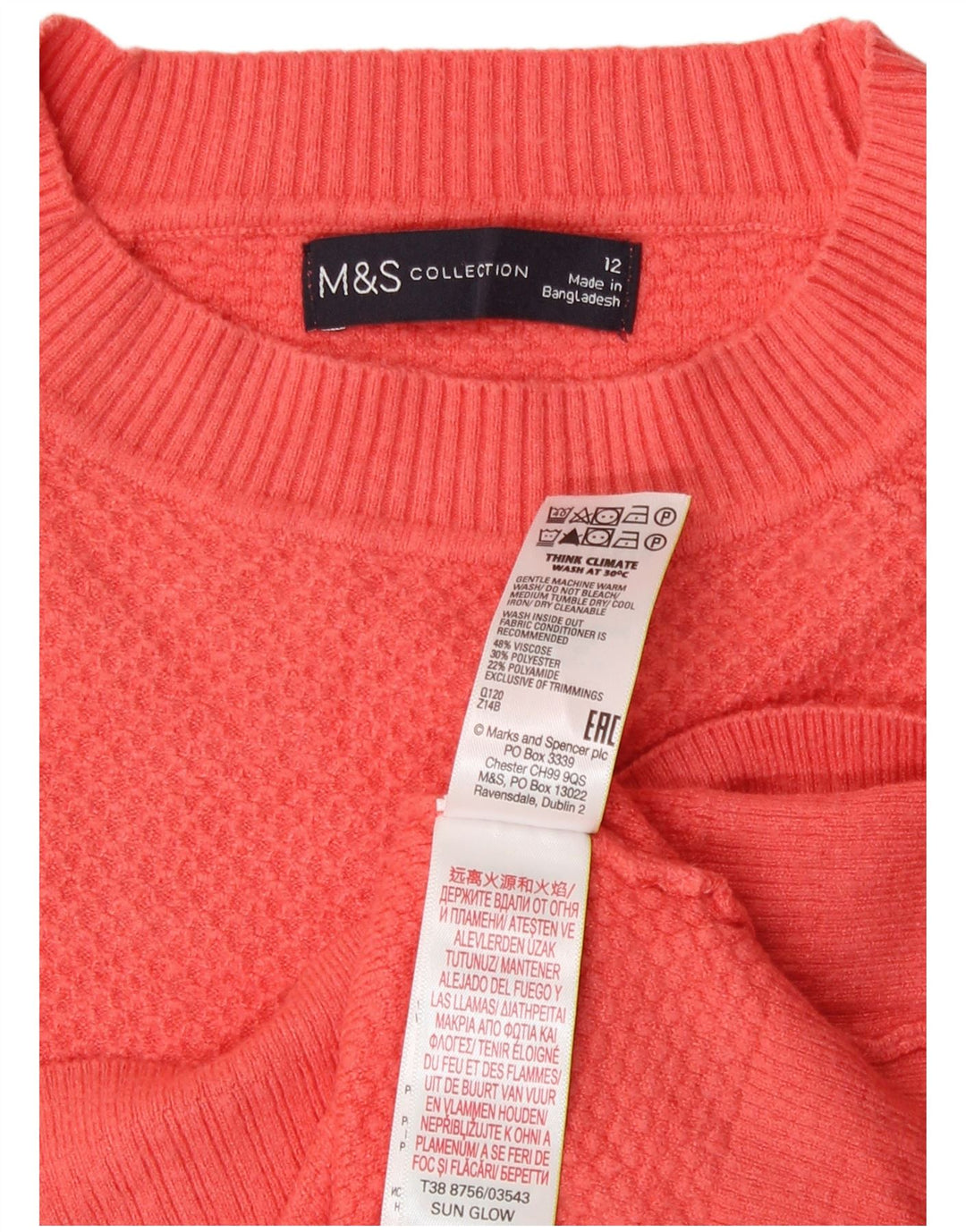 Maglione maglione girocollo da donna Marks & Spencer UK 12 arancione medio