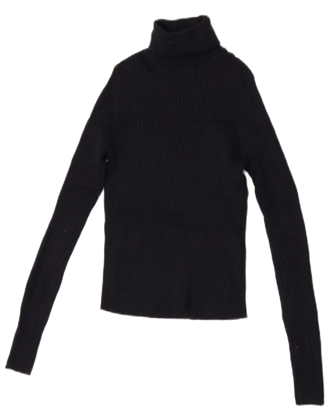 Top corto da donna Zara a maniche lunghe UK 12 viscosa blu navy medio