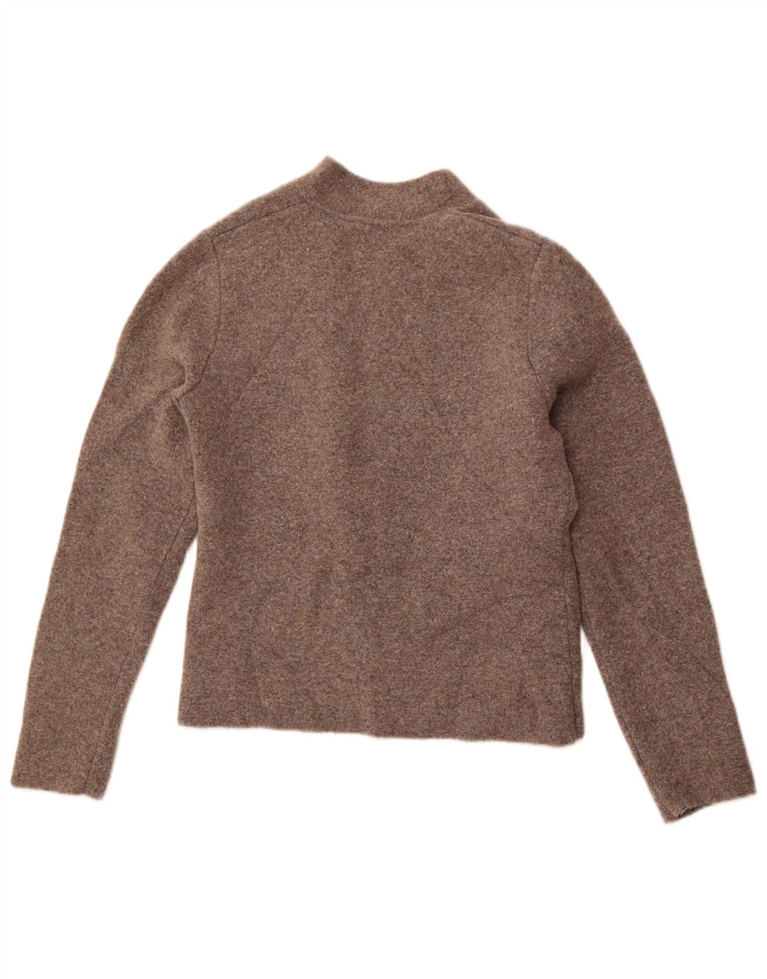 ZARA Maglione Cardigan Corto da Donna UK 14 Large Marrone Poliammide