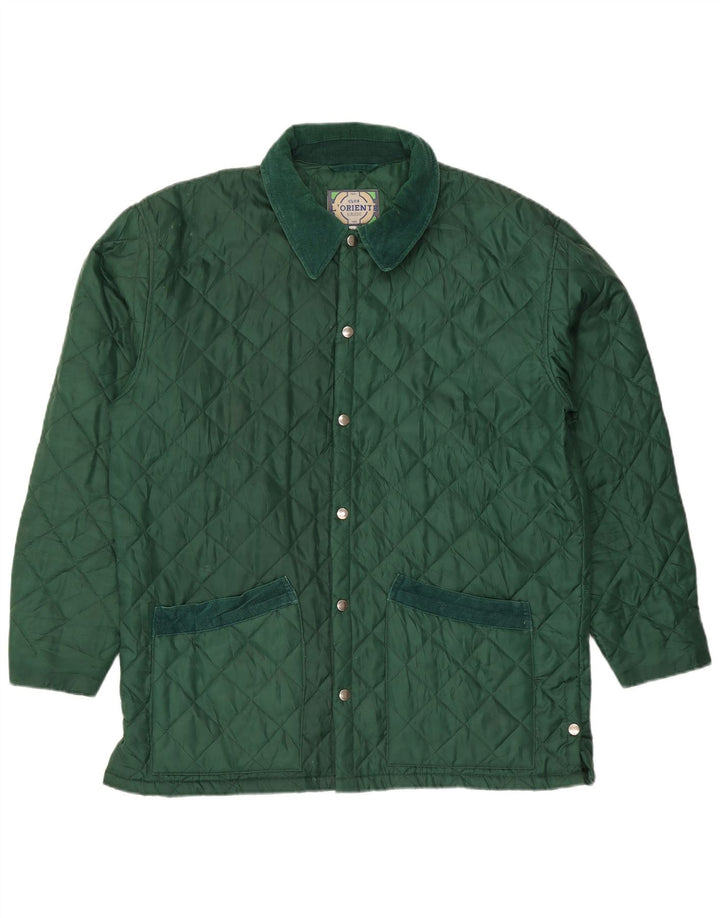 Giacca trapuntata vintage da uomo UK 40 grande nylon verde
