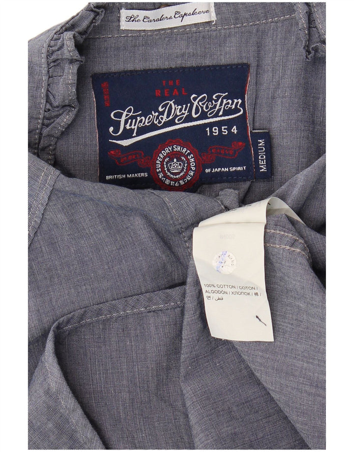 Camicetta da donna con volant sul davanti SUPERDRY UK 12 medio blu navy