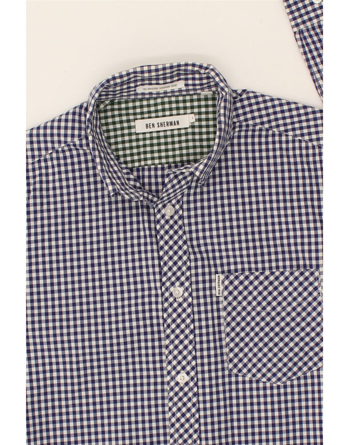 BEN SHERMAN Mens Shirt Small Navy Blue Gingham Cotton Vintage Ben Sherman and Second-Hand Ben Sherman from Messina Hembry 