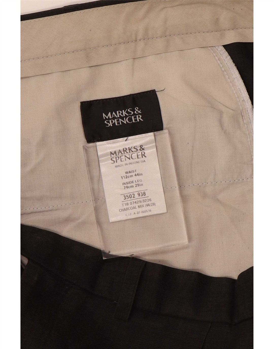 Pantaloni da abito con pegging da uomo Marks & Spencer W44 L29 poliestere grigio