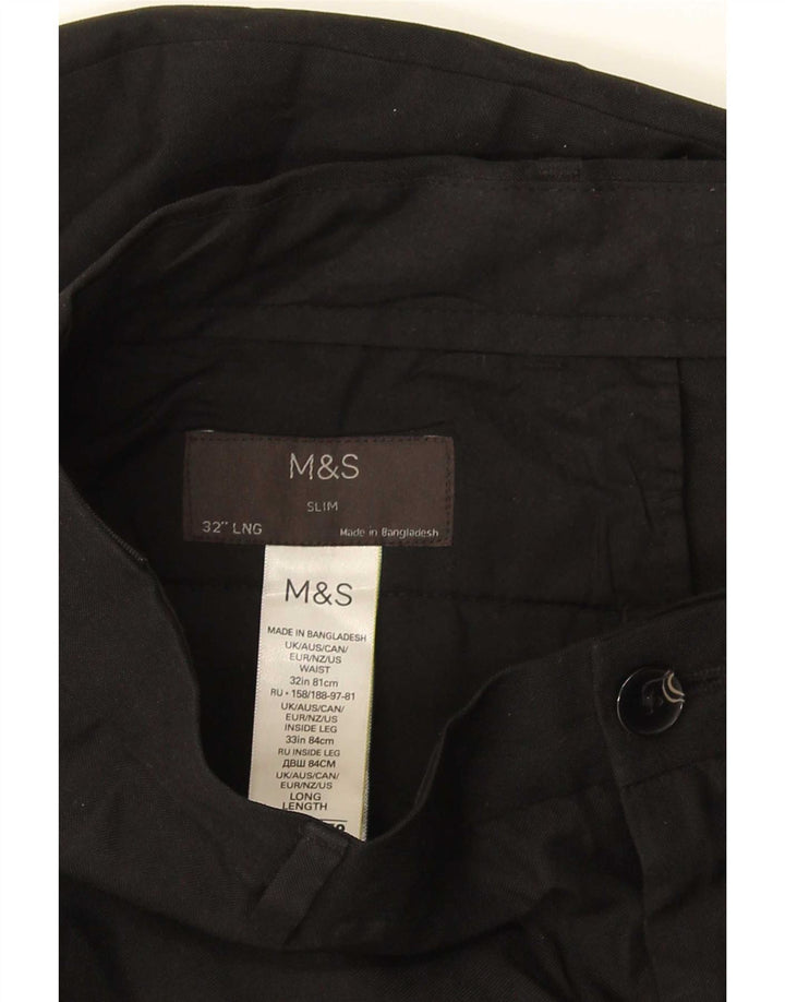 Pantaloni chino slim da uomo Marks & Spencer W32 L33 poliestere nero