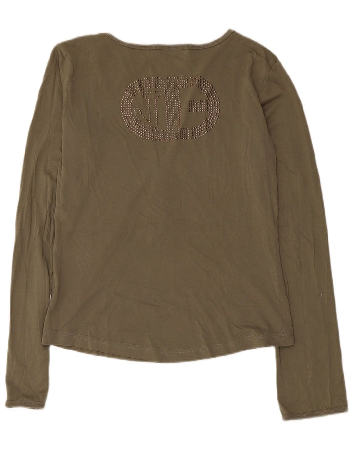 Iceberg Maglietta grafica da donna a maniche lunghe UK 10 Small Khaki