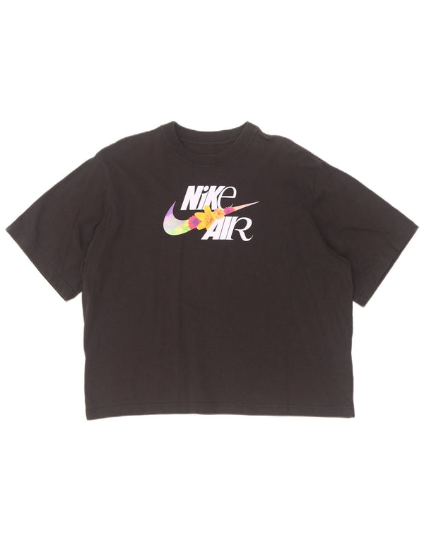 T-shirt grafica Nike da donna, vestibilità ampia, corta, UK 14, cotone nero medio