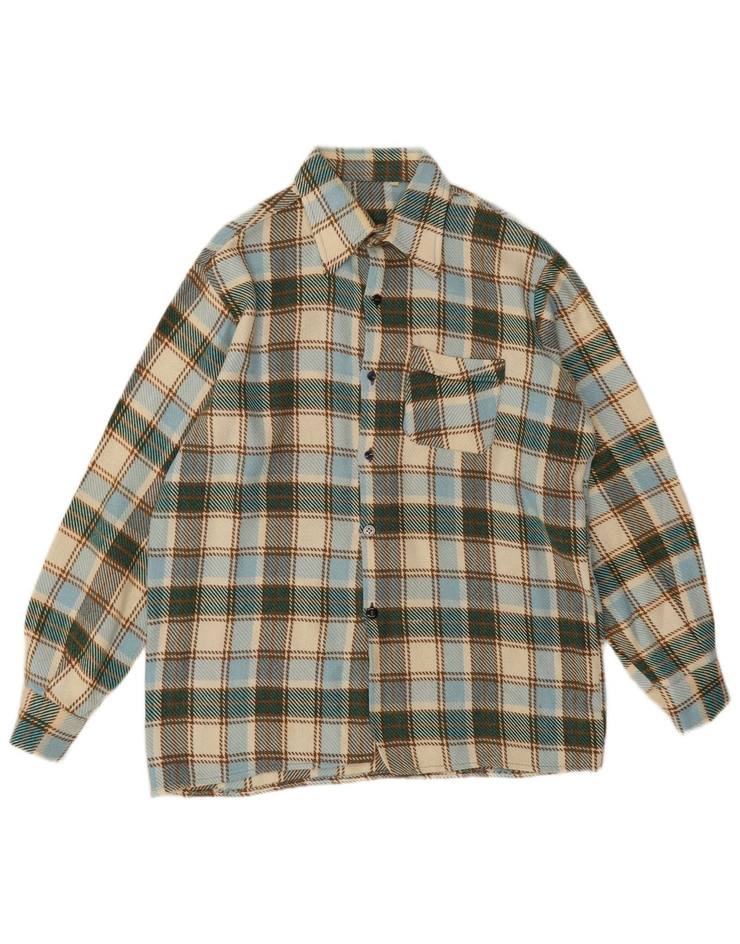 Camicia vintage da uomo in flanella a quadri multicolore medio