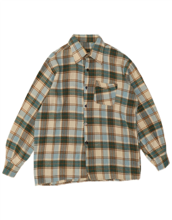 Camicia vintage da uomo in flanella a quadri multicolore medio