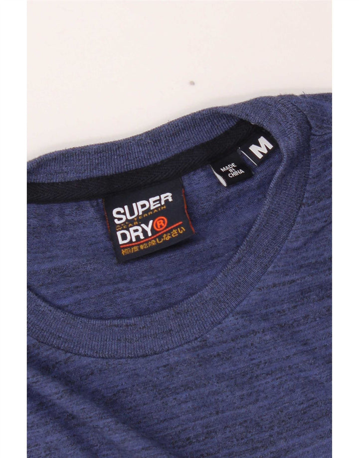T-shirt grafica regolare da uomo Superdry Top in cotone chiazzato blu medio
