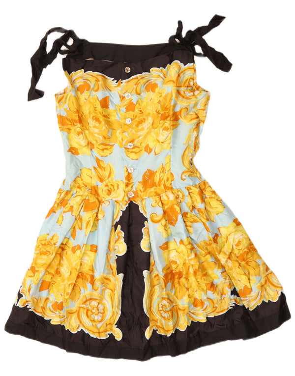 Vintage Womens Mini Swing Dress UK 18 XL Multicoloured Floral Retro