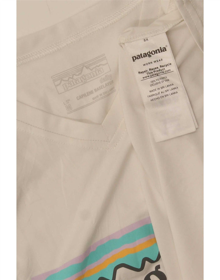 Patagonia T-shirt grafica da uomo Top in poliestere bianco medio