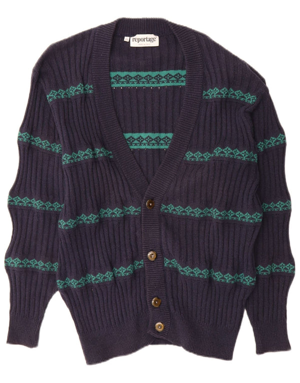 Maglione cardigan da uomo Reportage IT 48 Medio Blu navy Cotone Fair Isle