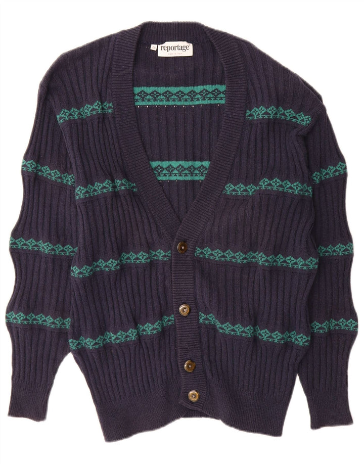 Maglione cardigan da uomo Reportage IT 48 Medio Blu navy Cotone Fair Isle