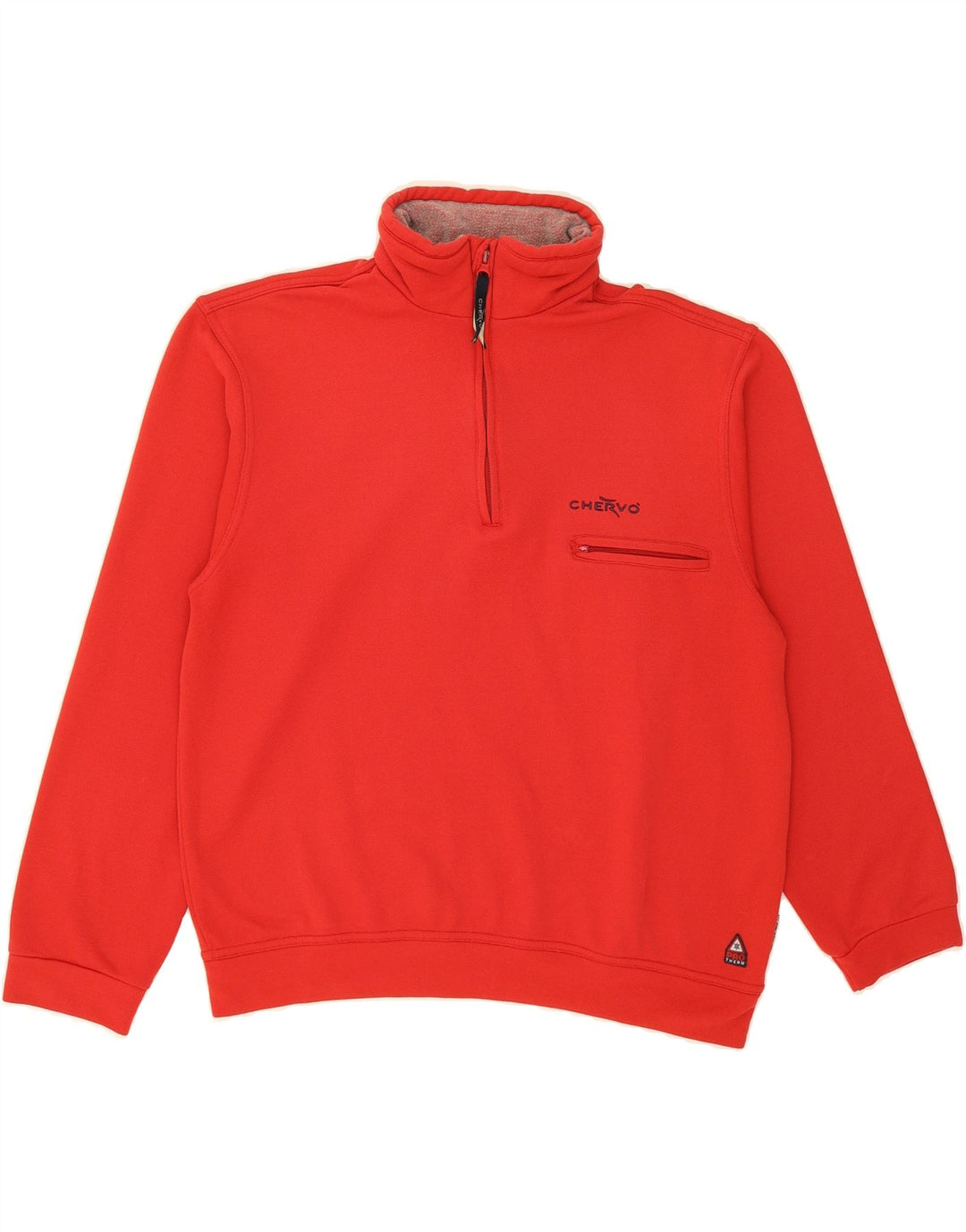 CHERVO Mens Zip Neck Sweatshirt Jumper IT 48 Medium Red Vintage Chervo and Second-Hand Chervo from Messina Hembry 