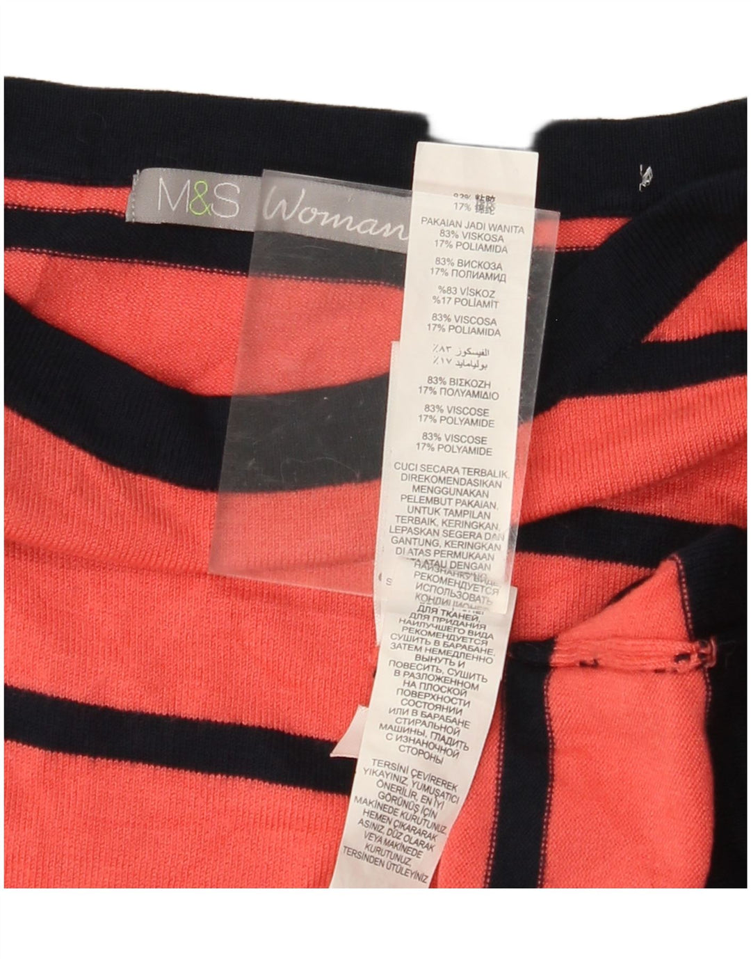 MARKS & SPENCER Maglione da donna con scollo a barca UK 10 Piccolo rosso a righe