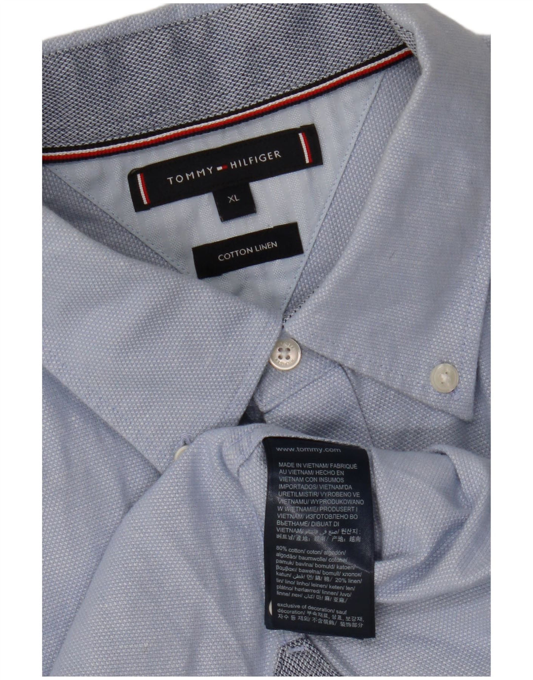 TOMMY HILFIGER Camicia a maniche corte da uomo XL in cotone blu