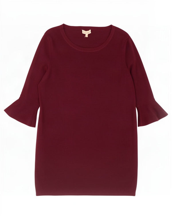 Abito maglione da donna con maniche a 3/4 Phase Eight UK 16 Grande viscosa bordeaux