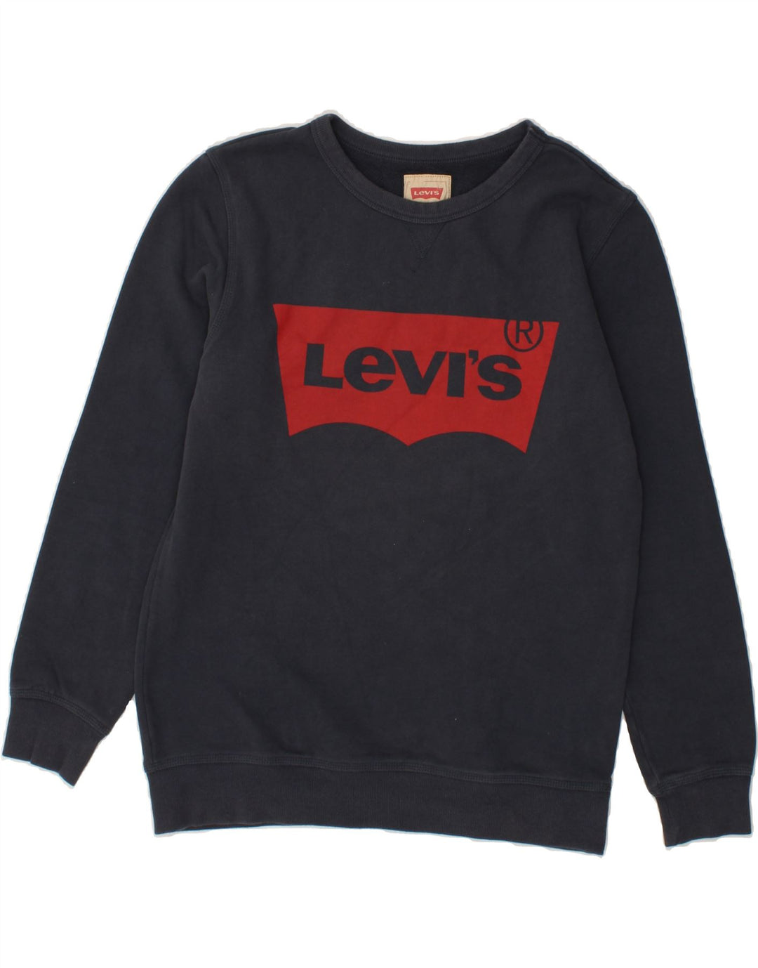 LEVI'S Boys Graphic Sweatshirt Jumper 15-16 Years Navy Blue Cotton Vintage Levi's and Second-Hand Levi's from Messina Hembry 