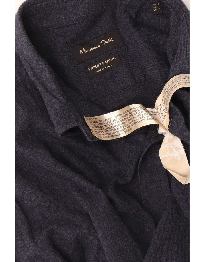 Camicia da uomo Massimo Dutti Large in cotone blu navy