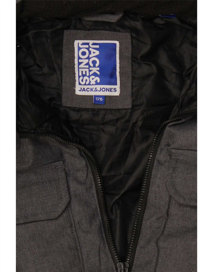 Giacca imbottita con cappuccio Jack & Jones da ragazzo 15-16 anni grigio chiazzato