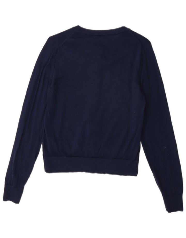 Maglione cardigan da donna Marks & Spencer UK 14 Lana merino medio blu navy