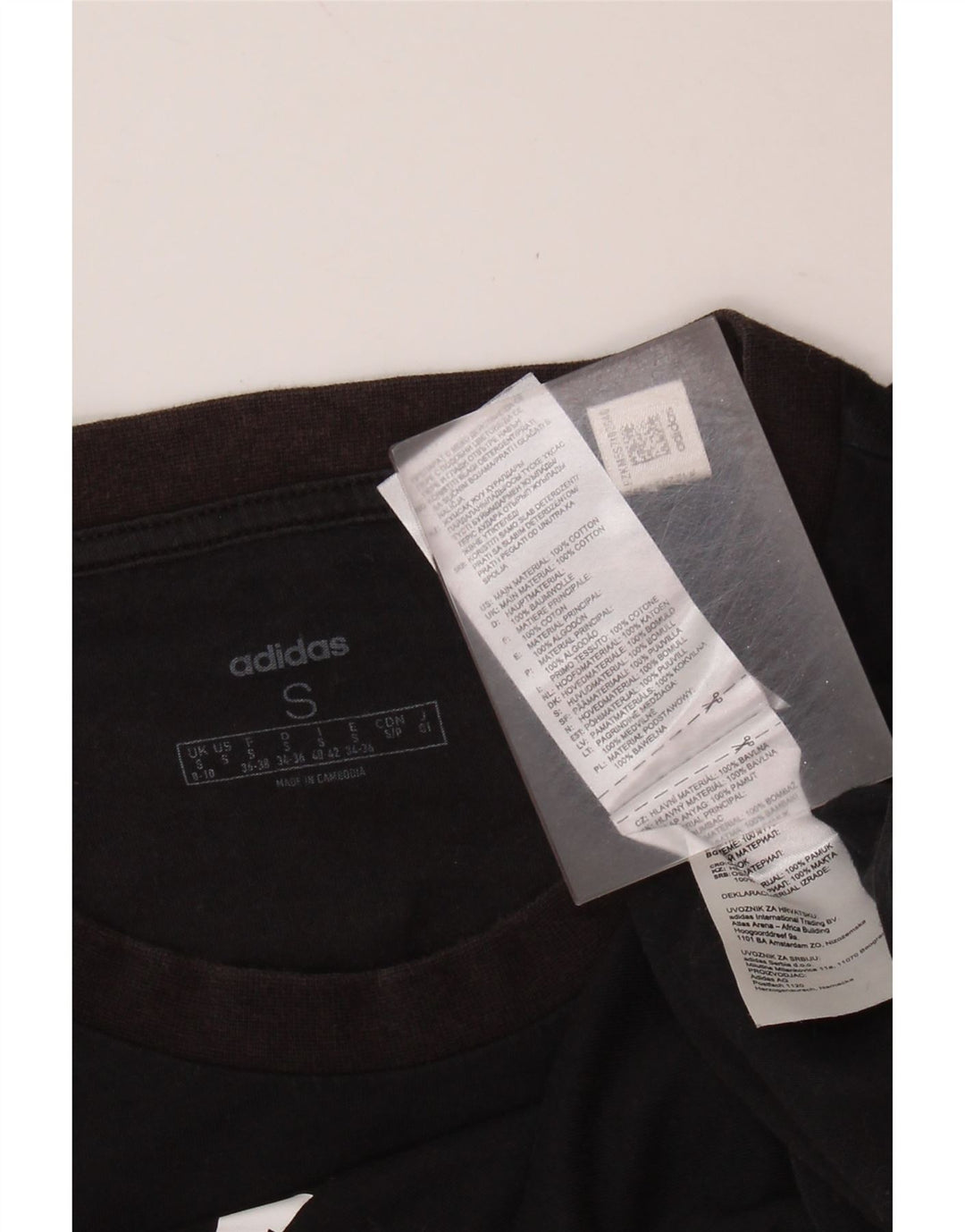 T-shirt grafica da donna ADIDAS Top UK 8/10 piccola in cotone nero