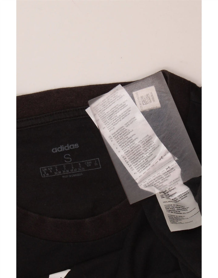 T-shirt grafica da donna ADIDAS Top UK 8/10 piccola in cotone nero