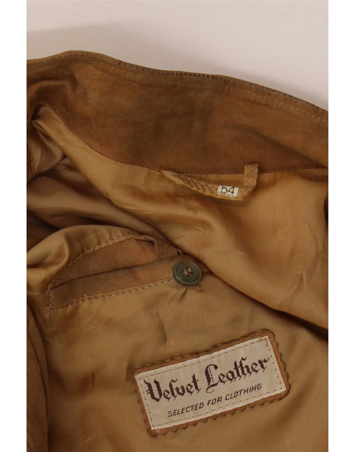 Giacca vintage in pelle scamosciata da uomo IT 54 XL in pelle beige