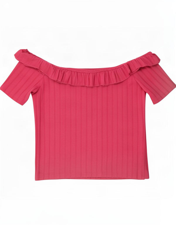 Zara Womens Trafaluc Crop Oversized Off Shoulder Top UK 10 Small Pink