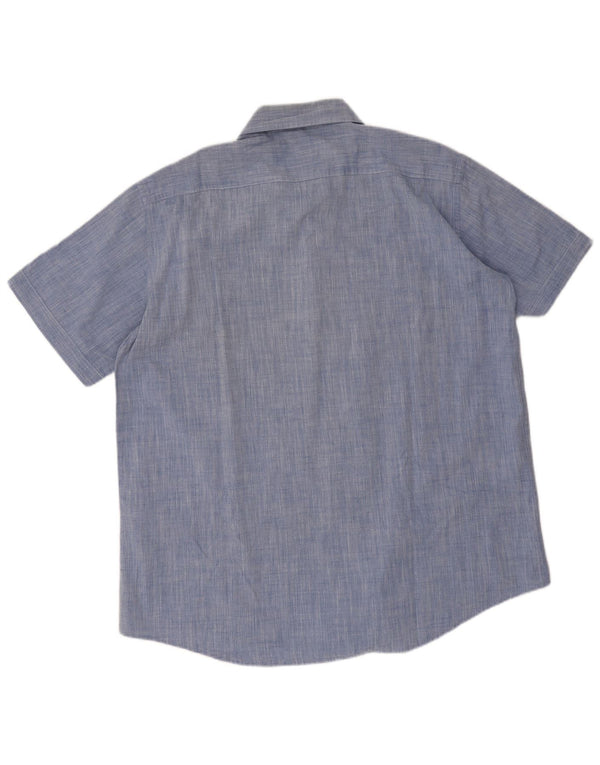Camicia a maniche corte da uomo Carrera 2XL in cotone blu