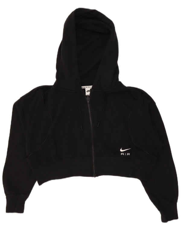 Maglione con cappuccio e zip oversize corto da donna Nike UK 10 piccolo cotone nero