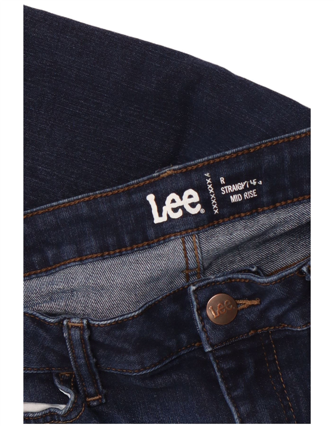 Jeans dritti LEE da donna a vita media corta W32 L25 Blu Navy