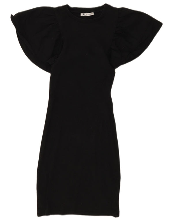 Abito aderente a pipistrello da donna Zara UK 8 piccolo in cotone nero