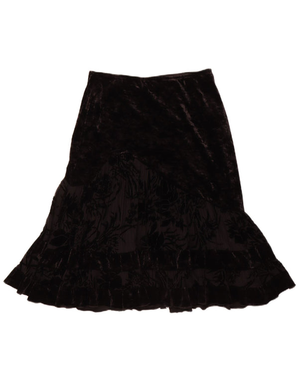 JOSEPH RIBKOFF Gonna a tromba in velluto da donna UK 14 Large W30 Poliestere nero