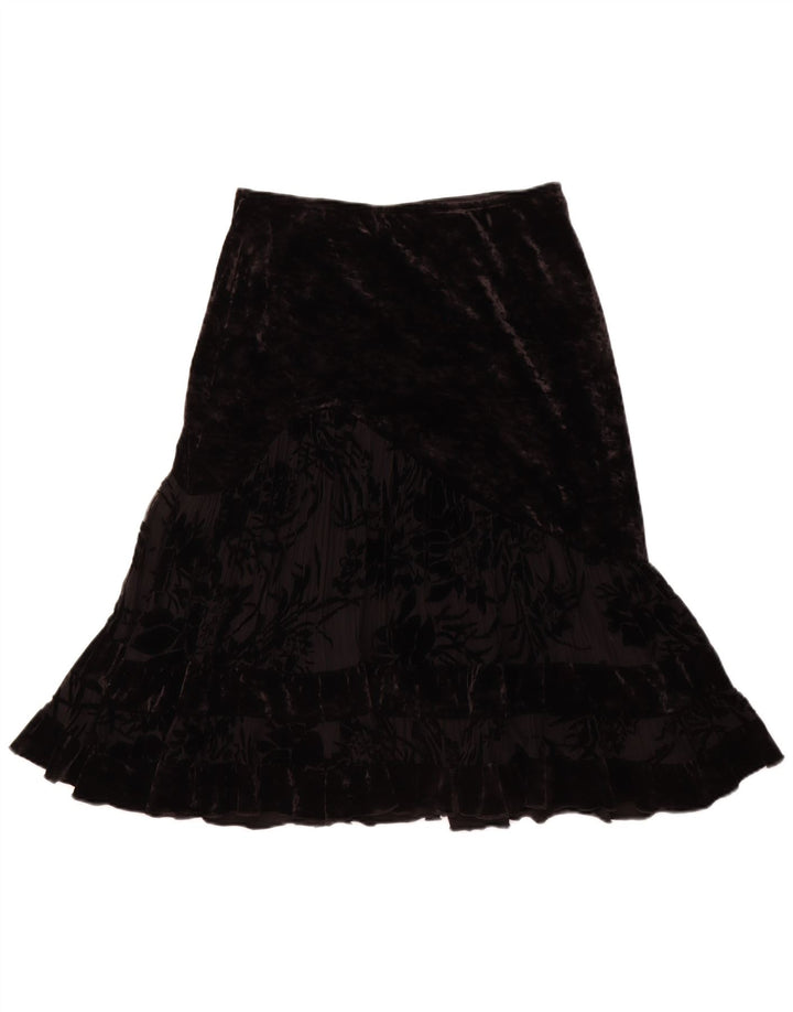 JOSEPH RIBKOFF Gonna a tromba in velluto da donna UK 14 Large W30 Poliestere nero