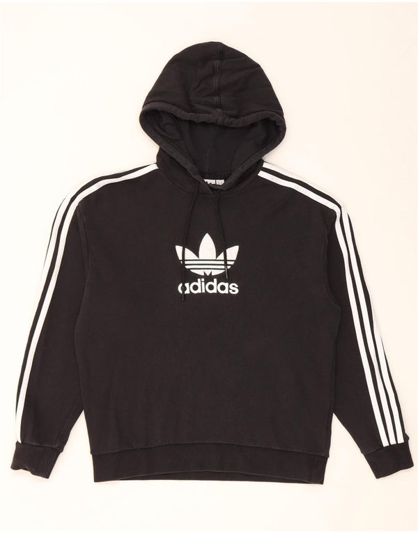 Felpa con cappuccio oversize grafica da donna Adidas UK 6 XS cotone nero
