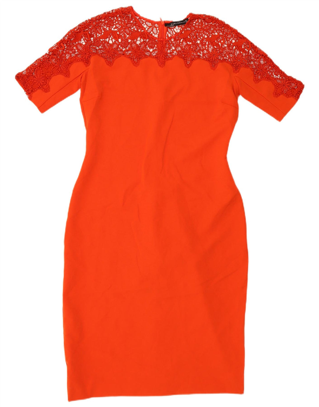 Abito tubino in pizzo da donna Zara UK 14 grande poliestere rosso