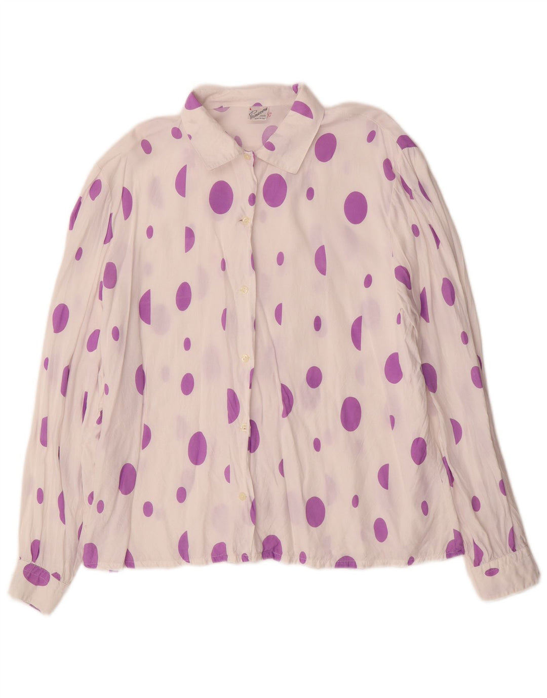 Primavera Firenze Donna Camicia Camicetta UK 14 Medio Bianco Maculato
