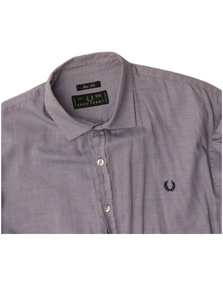 FRED PERRY Camicia slim fit da uomo 2XL cotone blu