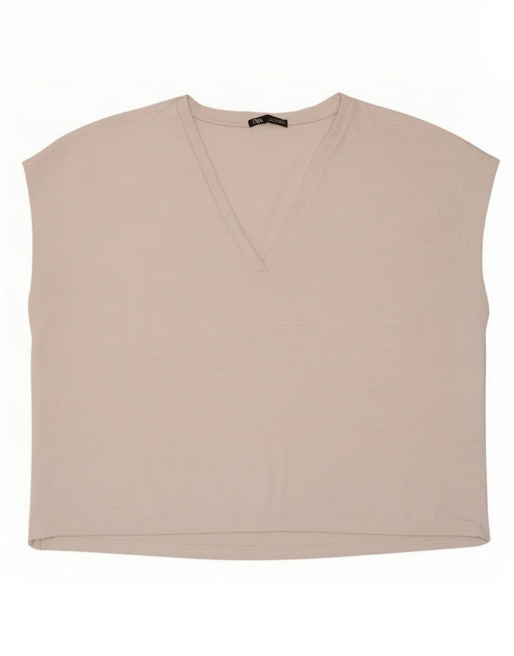 Canotta oversize da donna Zara UK 10 piccola bianca in poliestere