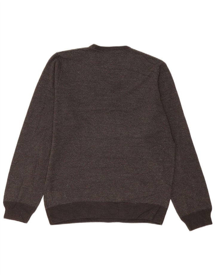 Maglione da uomo con scollo a V Marks & Spencer in acrilico a righe grigio medio