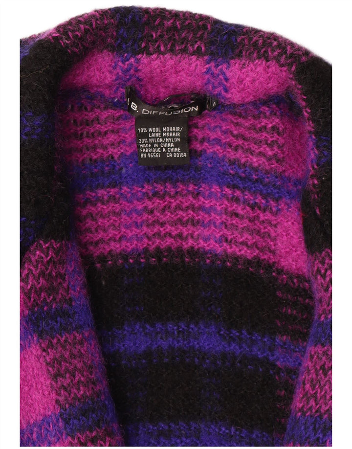 Maglione cardigan lungo da donna I.B Diffusion UK 10 piccoli quadri viola