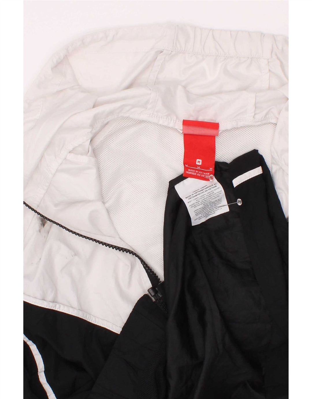 Giacca da tuta da uomo con cappuccio Nike, giacca in poliestere color block bianco medio