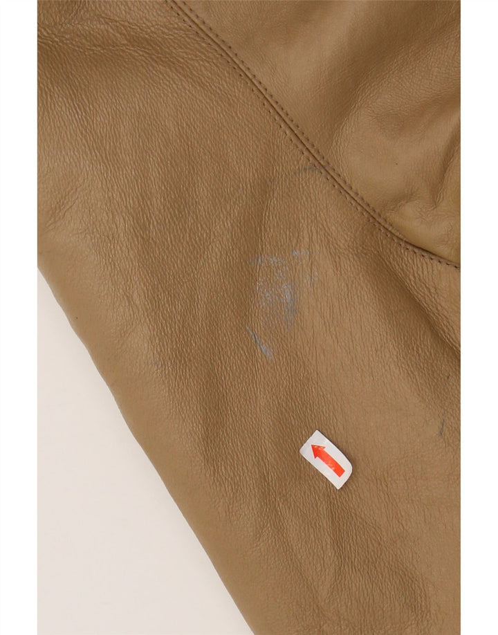 Cappotto oversize in pelle con cappuccio da donna VINTAGE IT 46 Large in pelle marrone