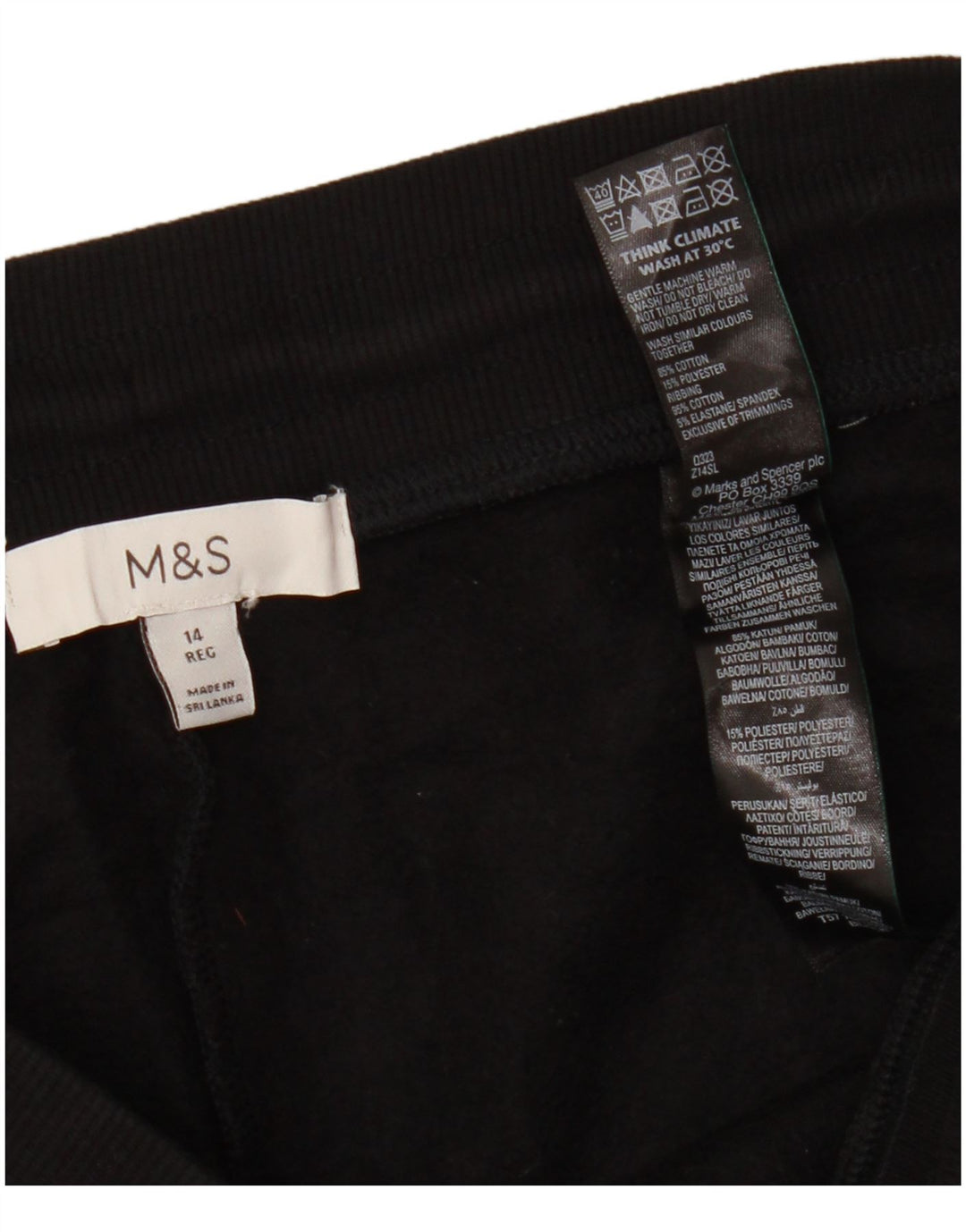 Pantaloni da tuta da donna Marks & Spencer Joggers UK 14 Large Nero Cotone